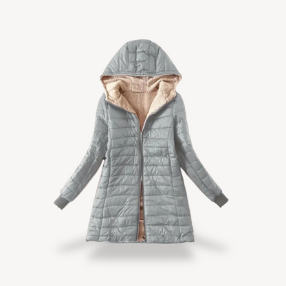 Women's Hooded Puffer Jacket with Sherpa Lining