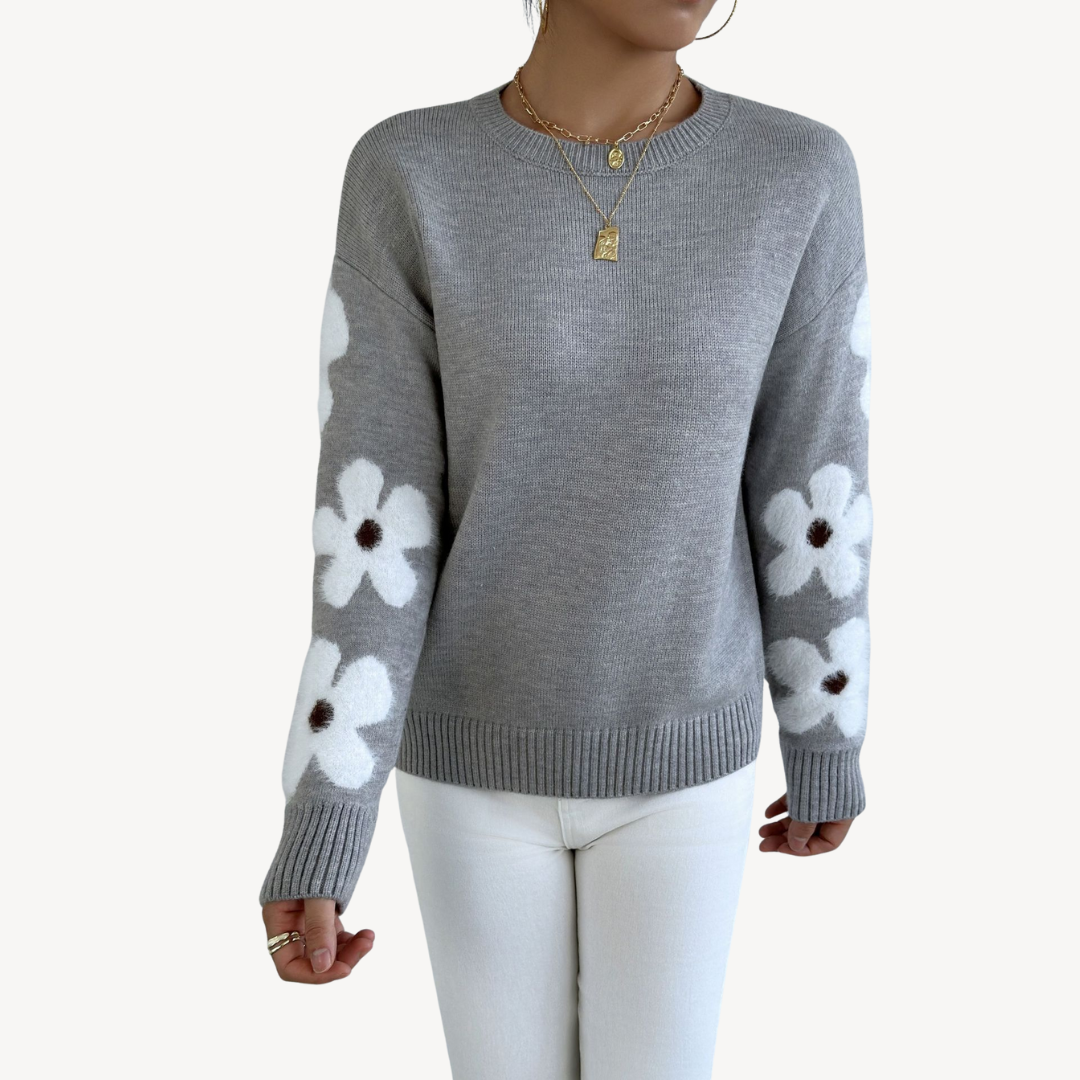 Floral Embroidered Sweater for Women