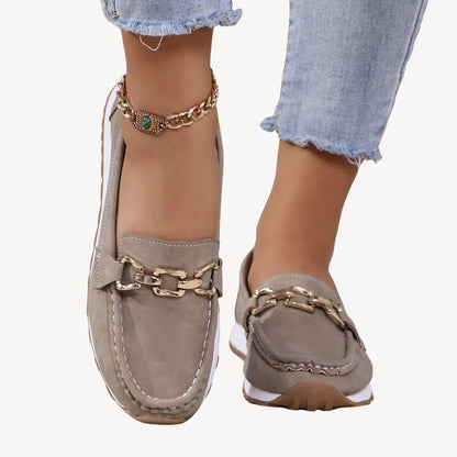 Orthopedic Suede Loafers Women Chain