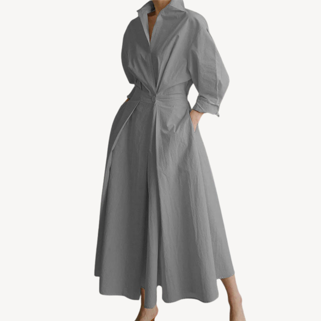 Women's Cotton Linen Blend Shirt Dress