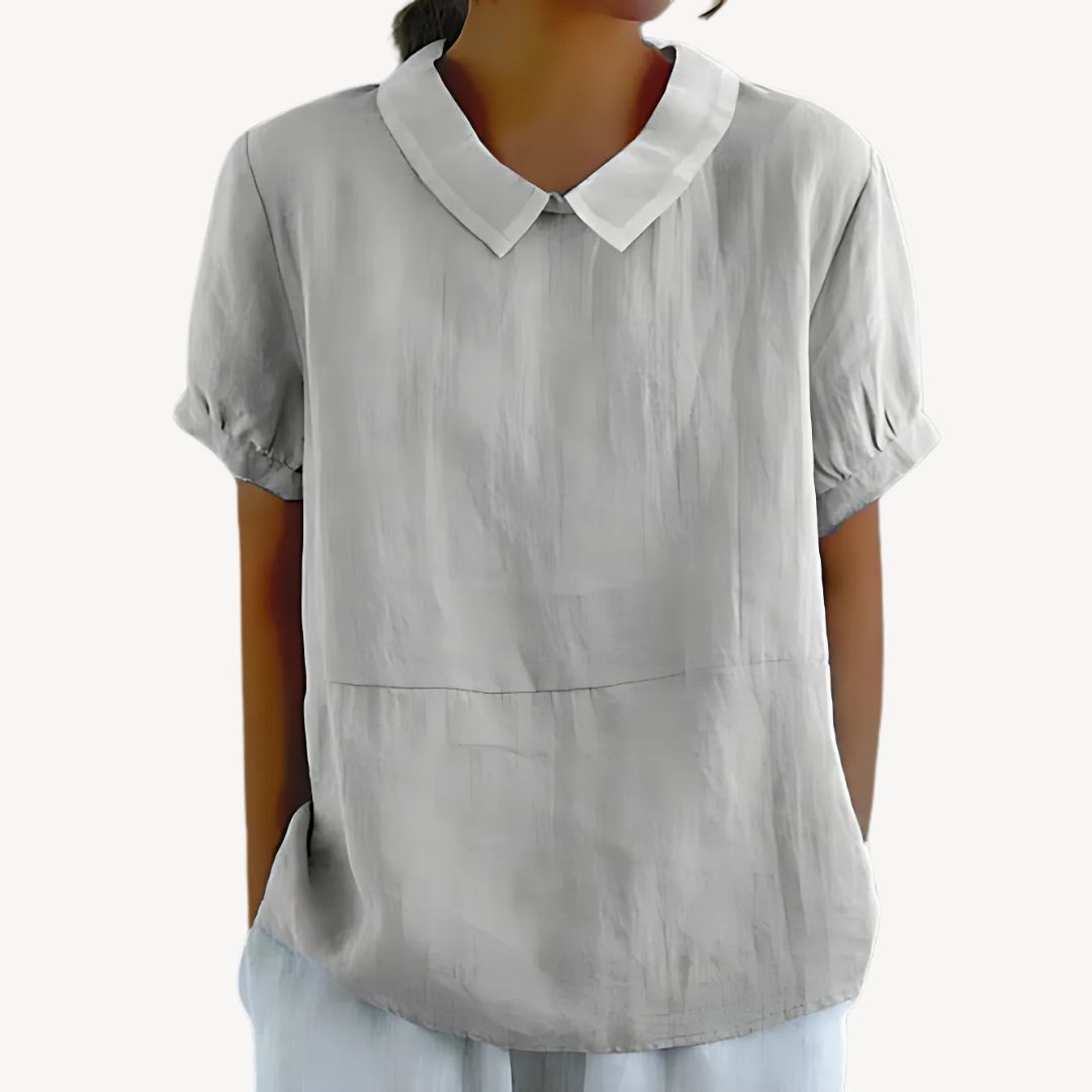 Women's Collared Linen Blend Blouse