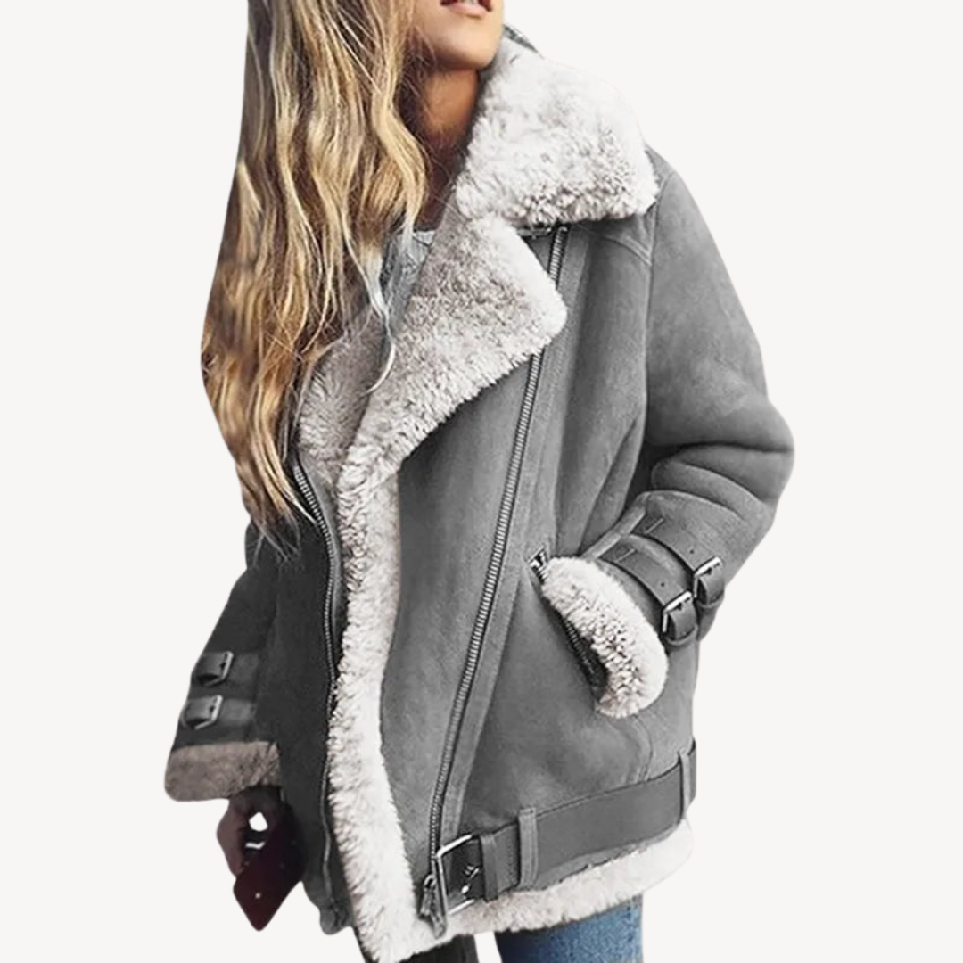 Shearling-Lined Biker Jacket for Women