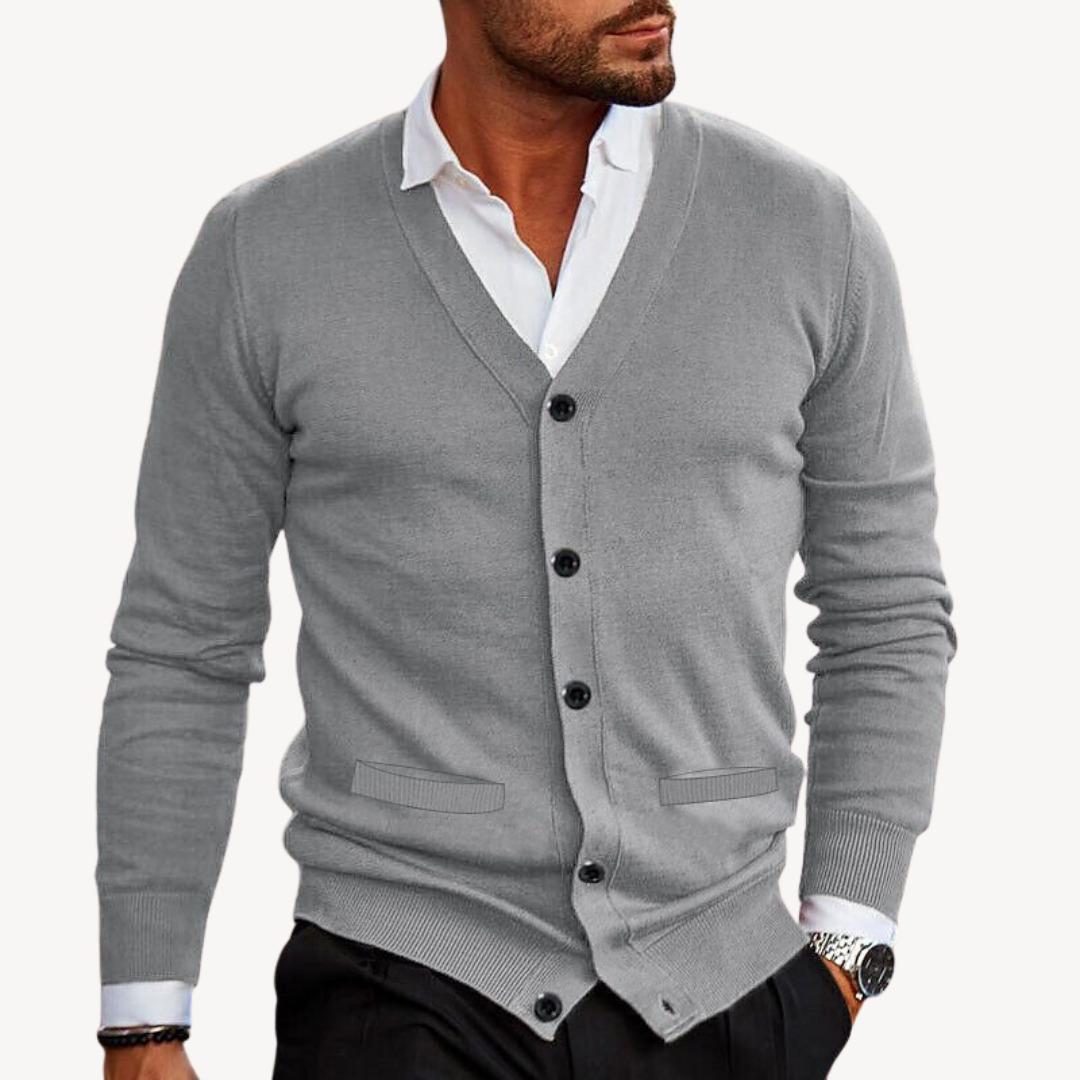V-Neck Button-Down Cardigan for Men