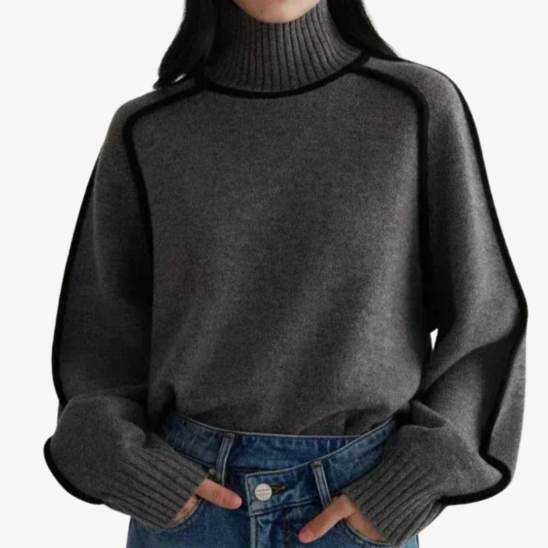 Patterned Turtleneck Sweater for Women