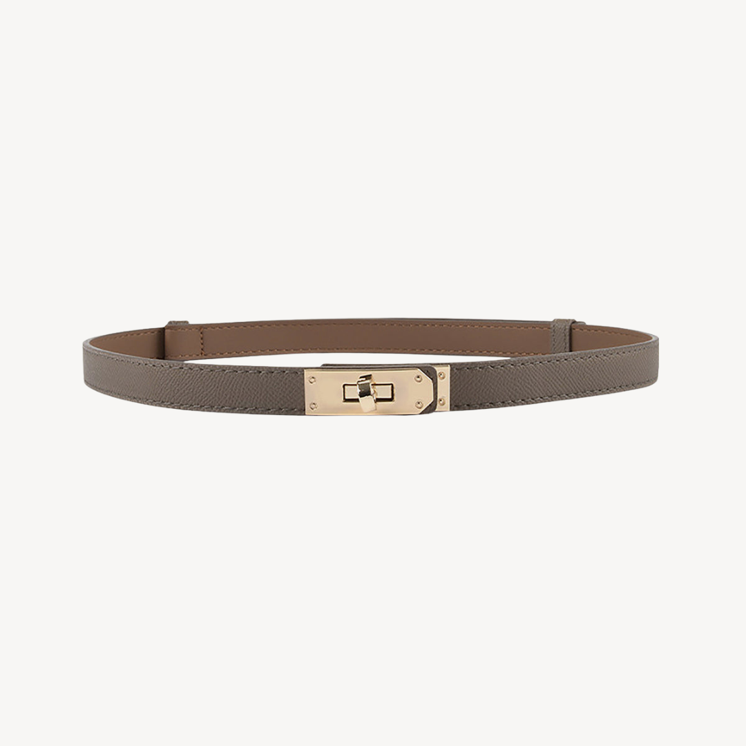 Faux Leather Belt with Gold Buckle for Women