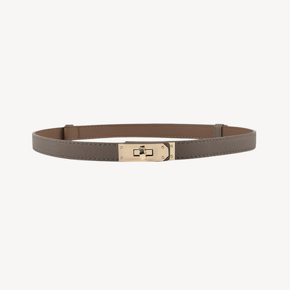 Faux Leather Belt with Gold Buckle for Women