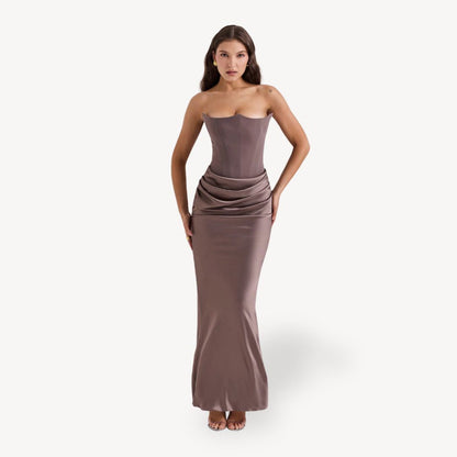 Strapless Satin Corset Gown Women's Dress