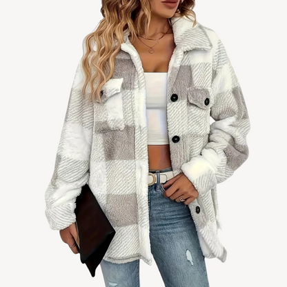 Plaid Fleece Jacket for Women