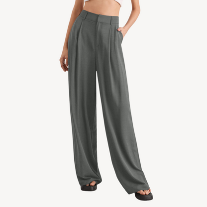 Women's Polyester Pleated Wide Leg Pants