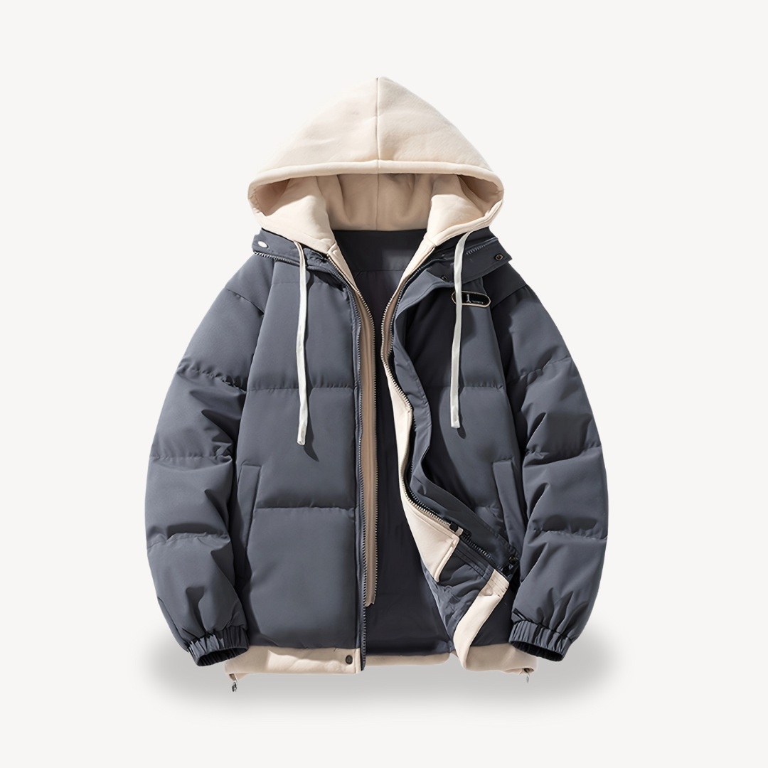 Men's Oversized Puffer Jacket with Hoodie