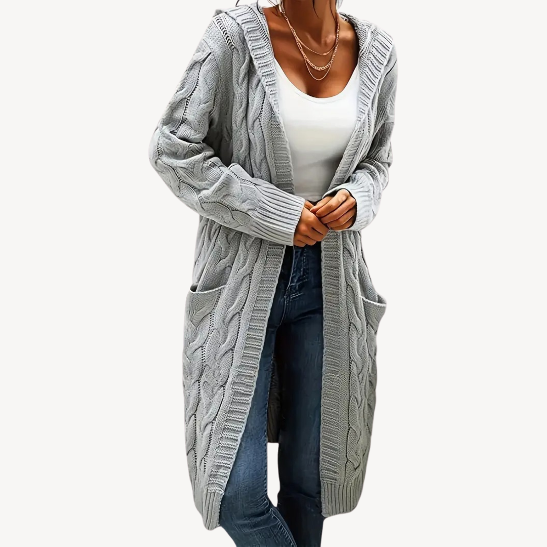 Cable Knit Hooded Cardigan