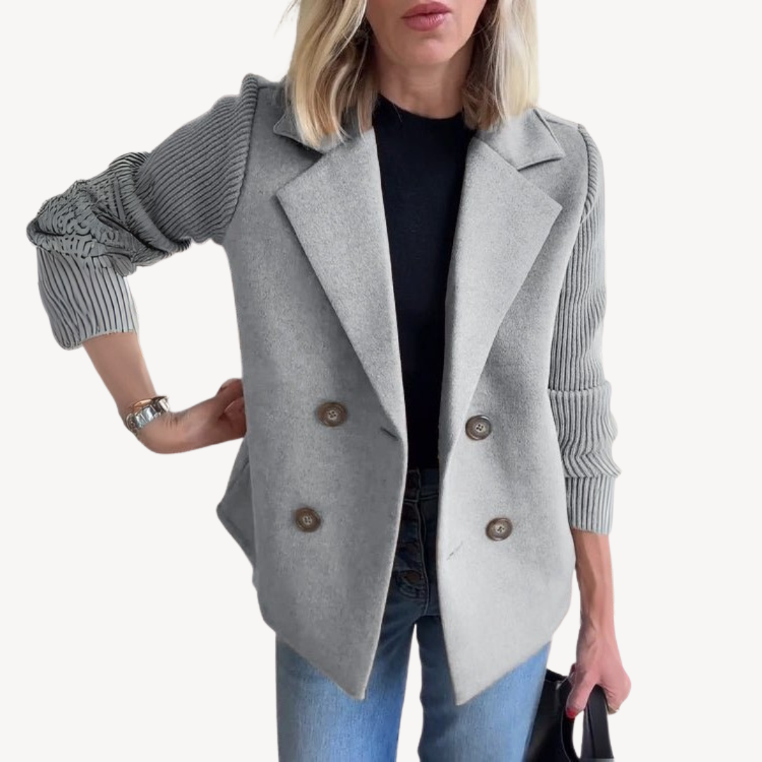 Women's Wool Blend Double-Breasted Knit Blazer