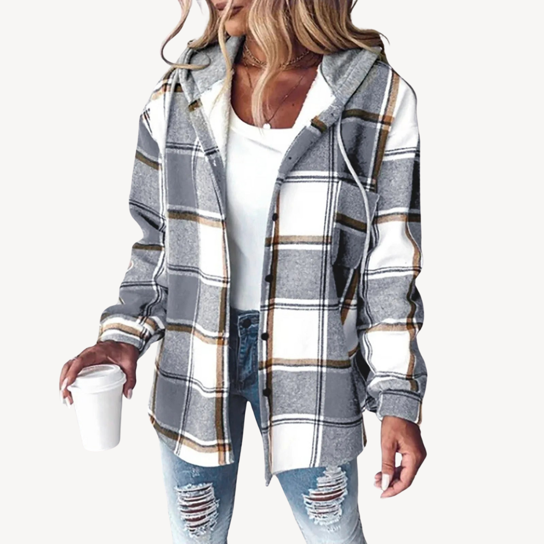 Plaid Hooded Shirt Jacket
