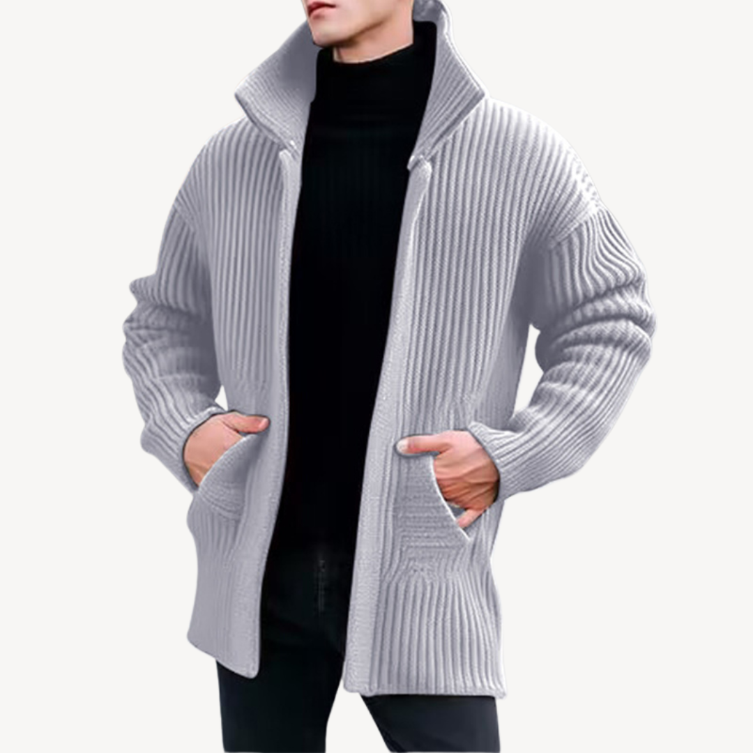 Ribbed Knit Cardigan for Men