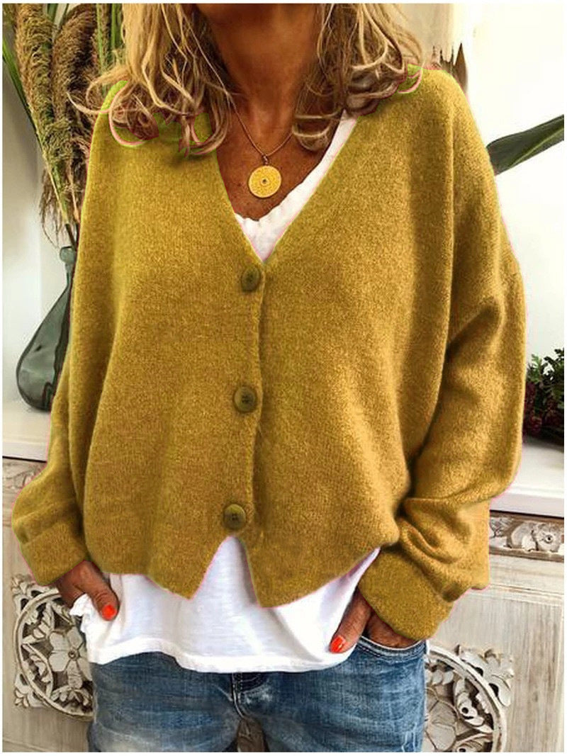 Warm Women's V-Neck Wool Cardigan Sweater