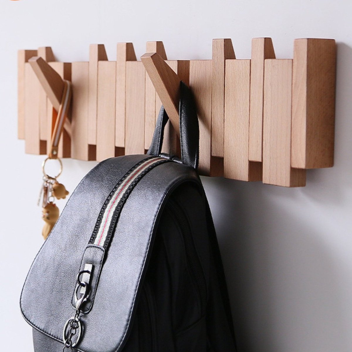 Rustic Wooden Wall Coat Rack