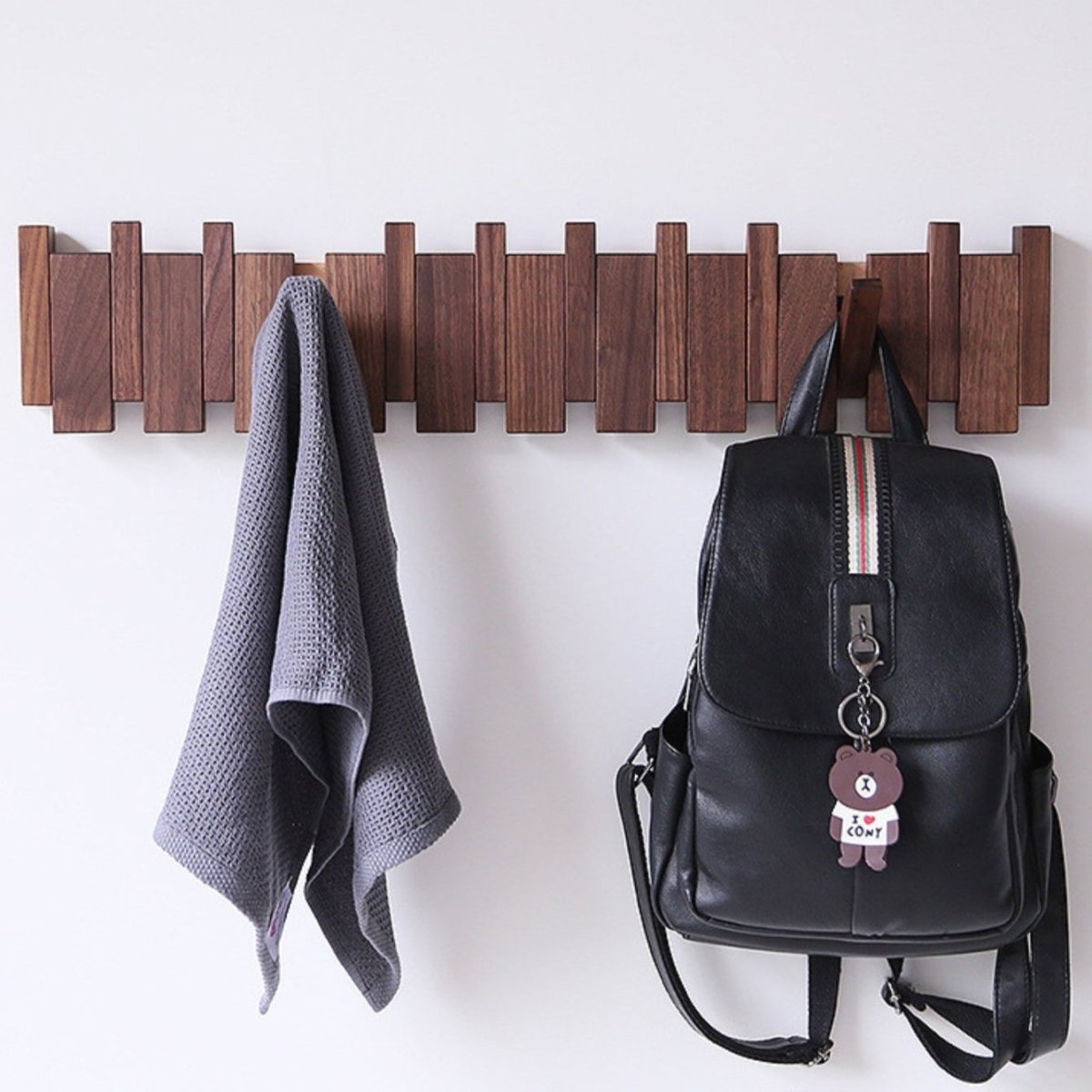 Rustic Wooden Wall Coat Rack - BritishElegance