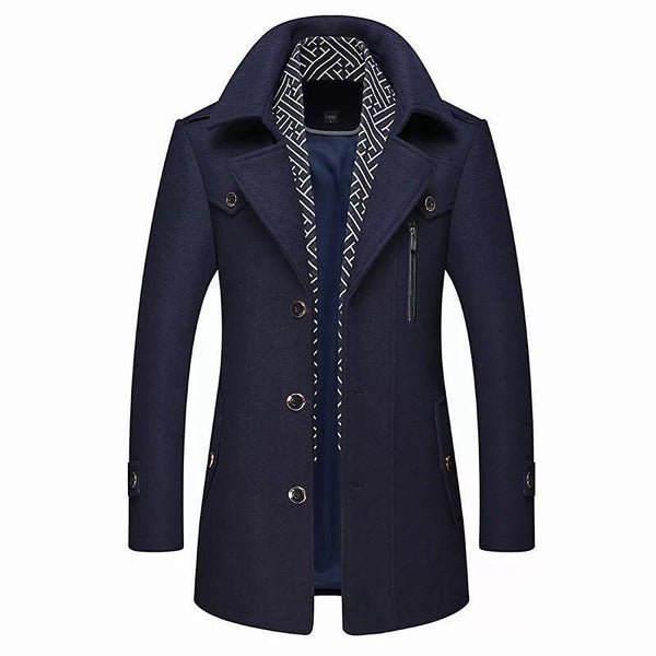 Classic Men's Wool Overcoat - Stylish Winter Warmth - BritishElegance