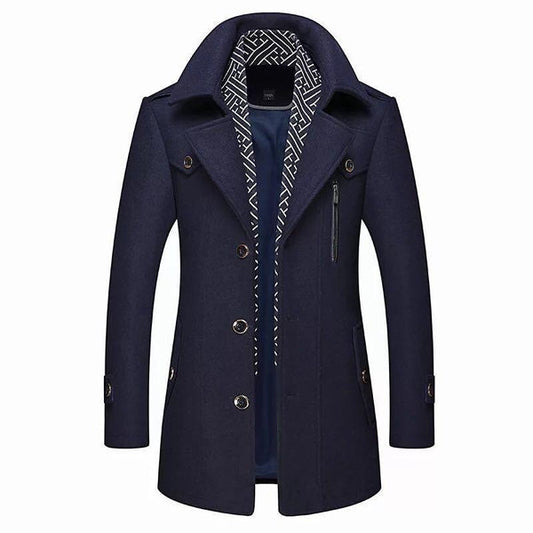Classic Men's Wool Overcoat - Stylish Winter Warmth - BritishElegance
