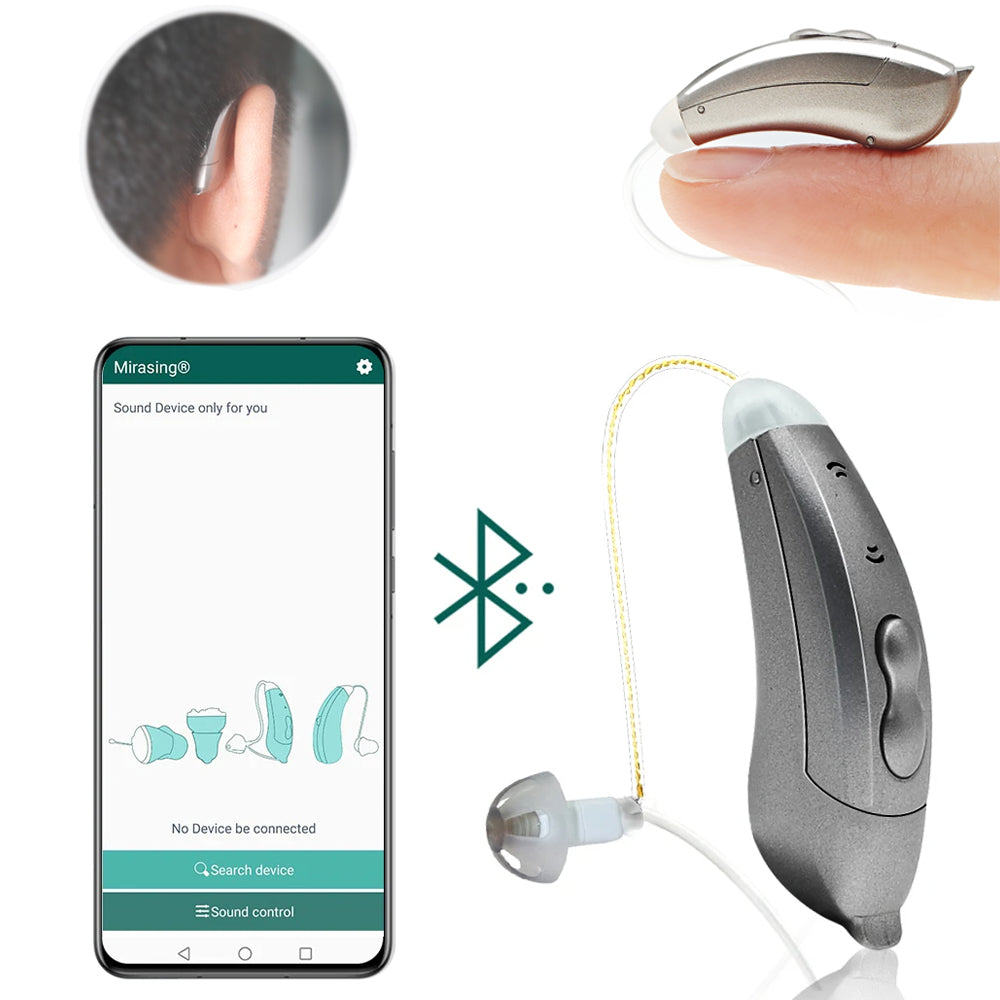Discreet Behind Ear Hearing Aids With Mobile App Control - BritishElegance