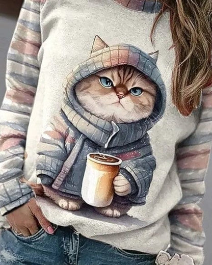 Cozy Cat Sweatshirt - Soft Winter Pullover