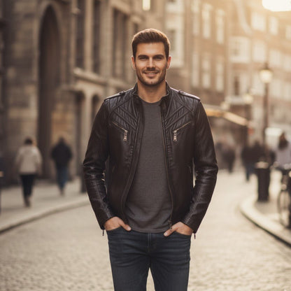 High-Performance Leather Zip Jacket