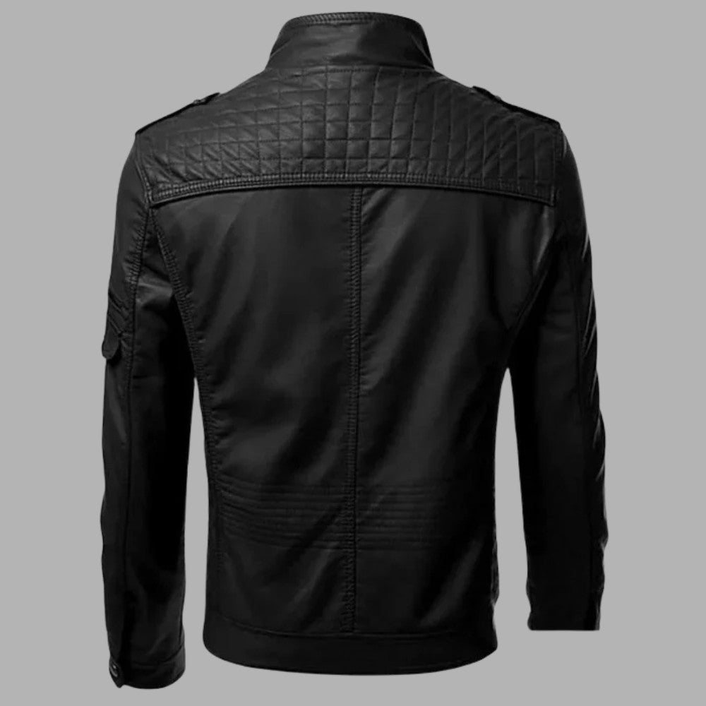 High-Performance Leather Zip Jacket