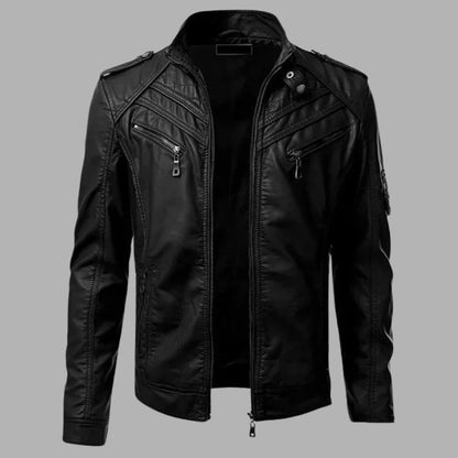 High-Performance Leather Zip Jacket