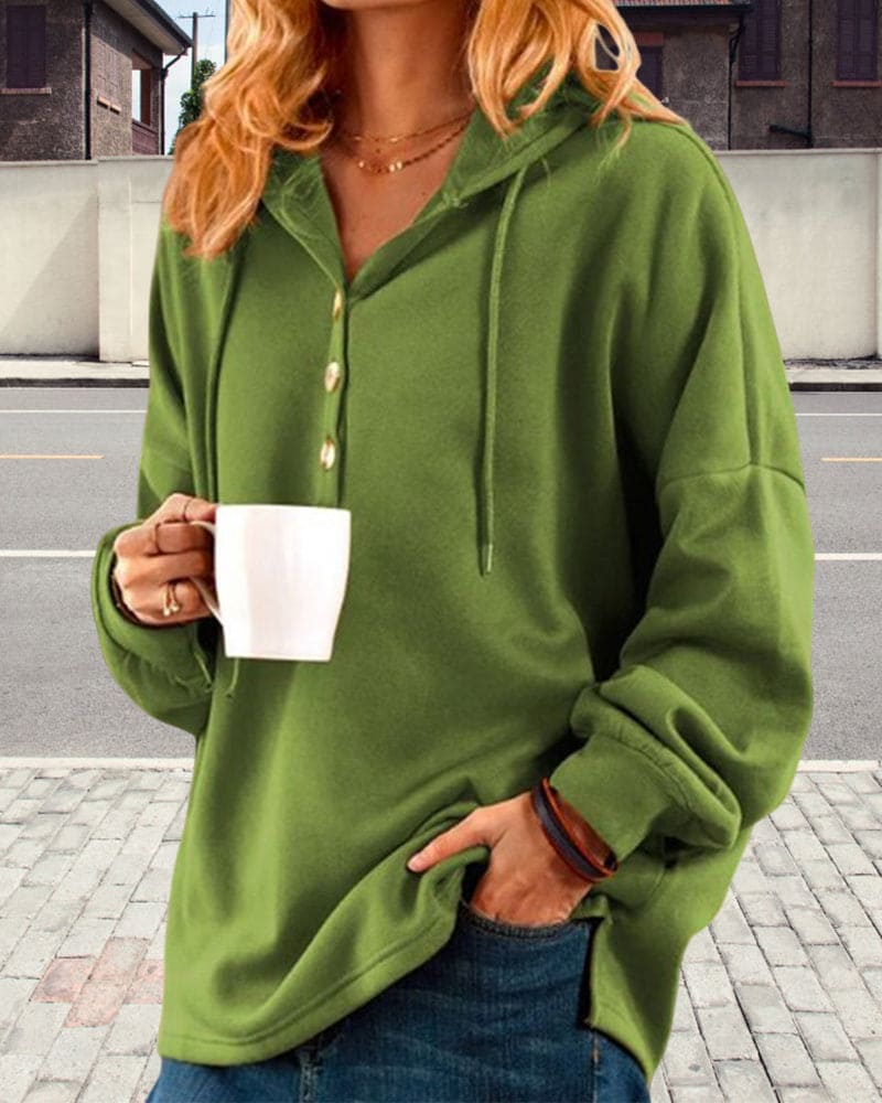 Hoodie with Button Closure - Luna