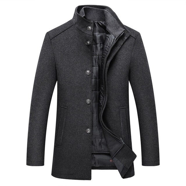 Hunter Regular Fit Winter Jacket | Stand Collar Button Front Jacket