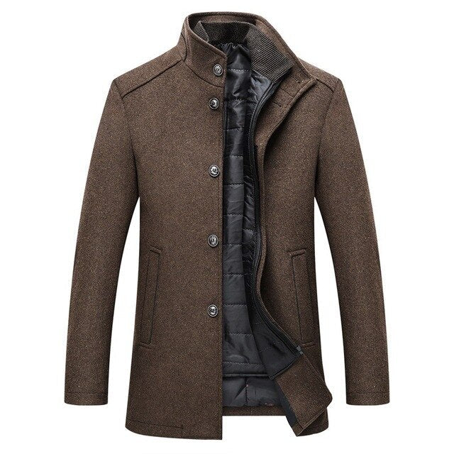 Hunter Regular Fit Winter Jacket | Stand Collar Button Front Jacket