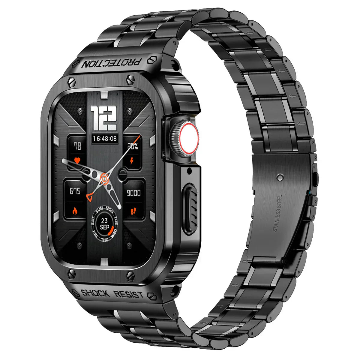 Durable Metal Strap and Clear Cover for Apple Watch
