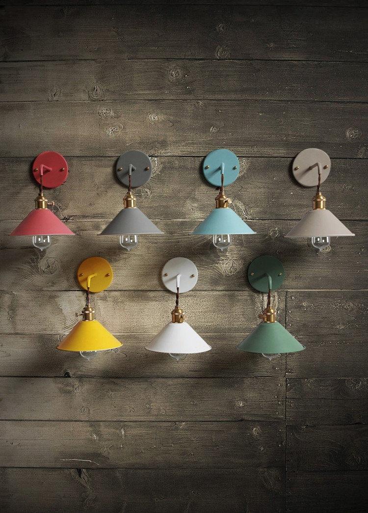Rustic Metal Cone Wall Lamp with Bulb Included - BritishElegance