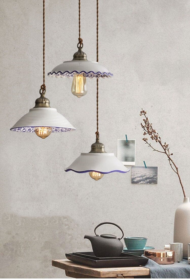 Portuguese Style Ceramic LED Hanging Light - BritishElegance