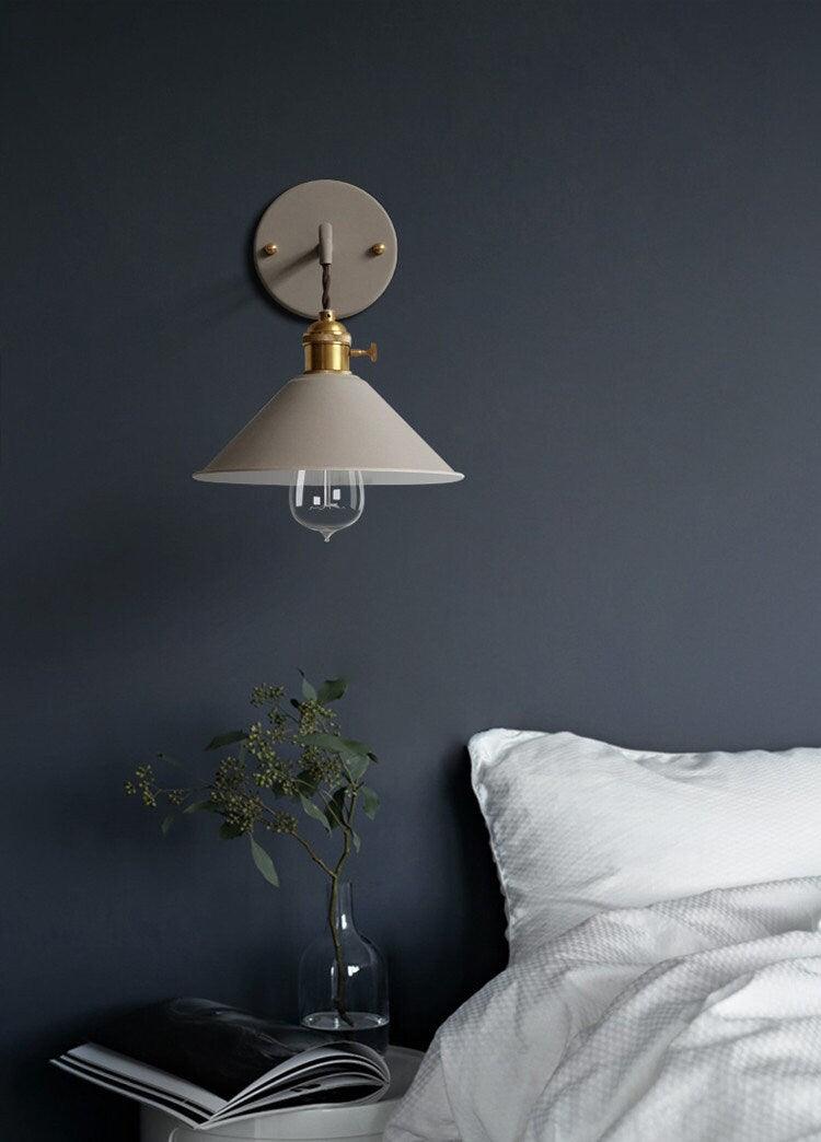 Rustic Metal Cone Wall Lamp with Bulb Included