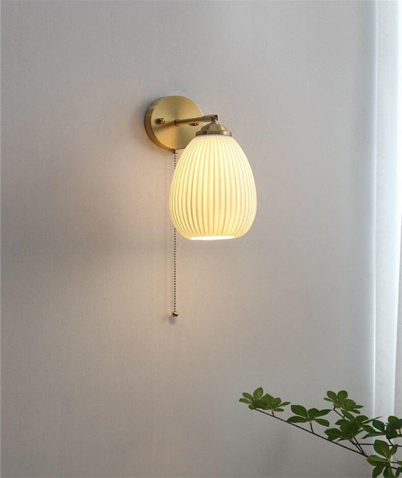 White Ceramic Egg Wall Lamp with Bulb Included - BritishElegance