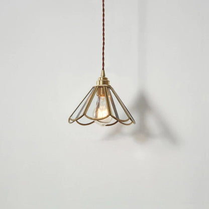 Elegant Glass Flower LED Pendant Light With Metal Frame