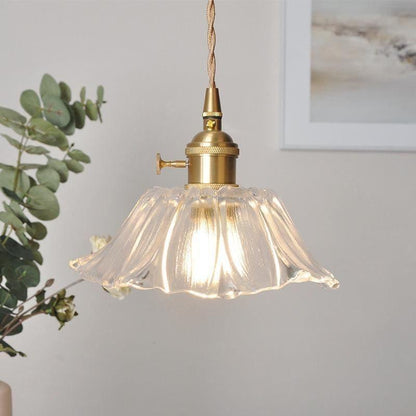 Soft Glass Floral Pendant Lamp with LED Bulb