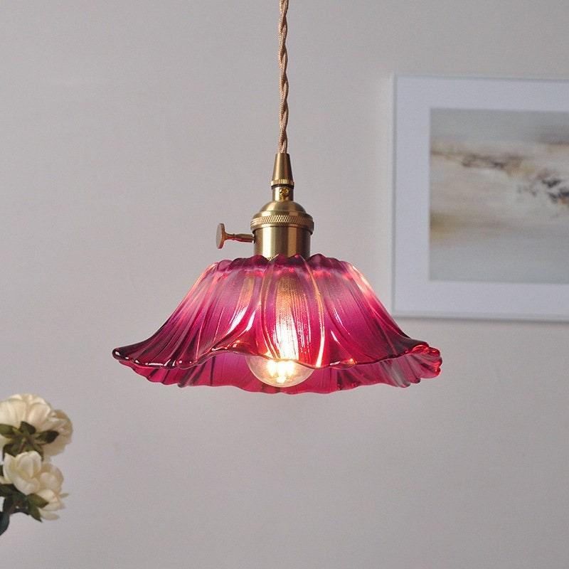Soft Glass Floral Pendant Lamp with LED Bulb - BritishElegance