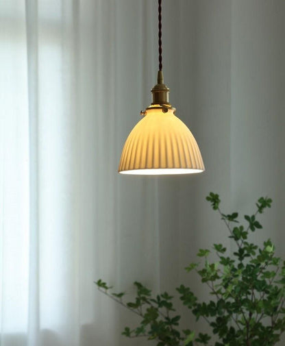 Simple Ceramic Pendant Lamp with LED Bulb Included - BritishElegance
