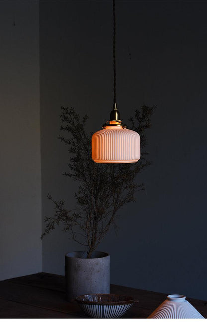 Simple Ceramic Pendant Lamp with LED Bulb Included