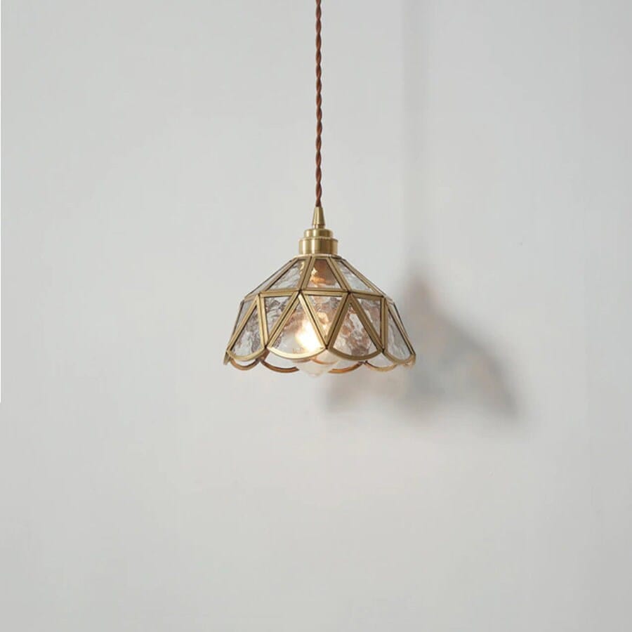Elegant Glass Flower LED Pendant Light With Metal Frame