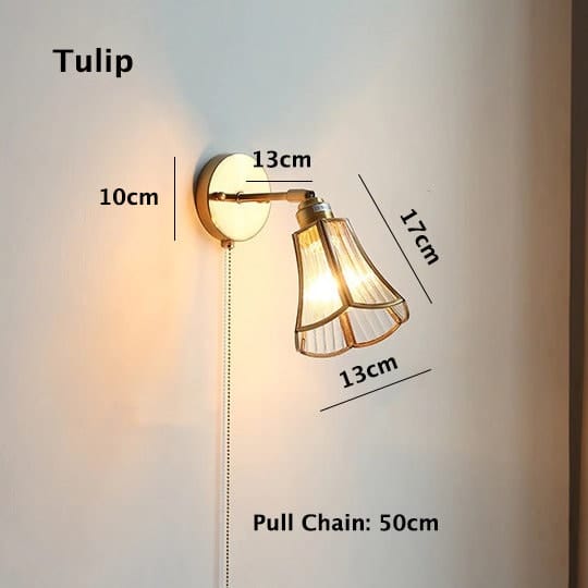 Retro Glass Floral Wall Lamp With Led Bulb Included