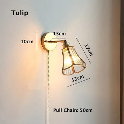 Retro Glass Floral Wall Lamp With Led Bulb Included