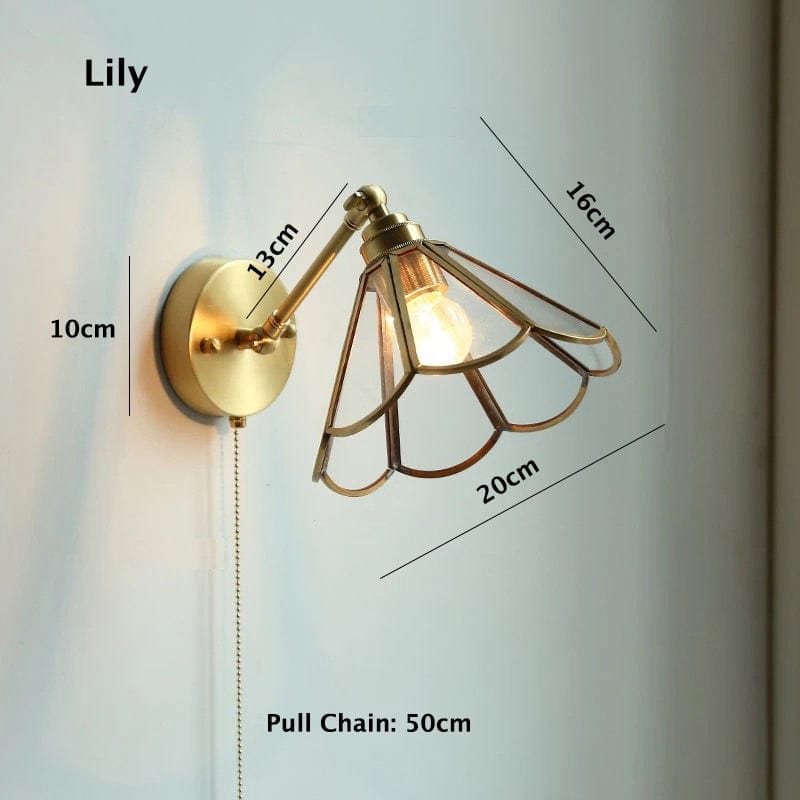 Retro Glass Floral Wall Lamp With Led Bulb Included