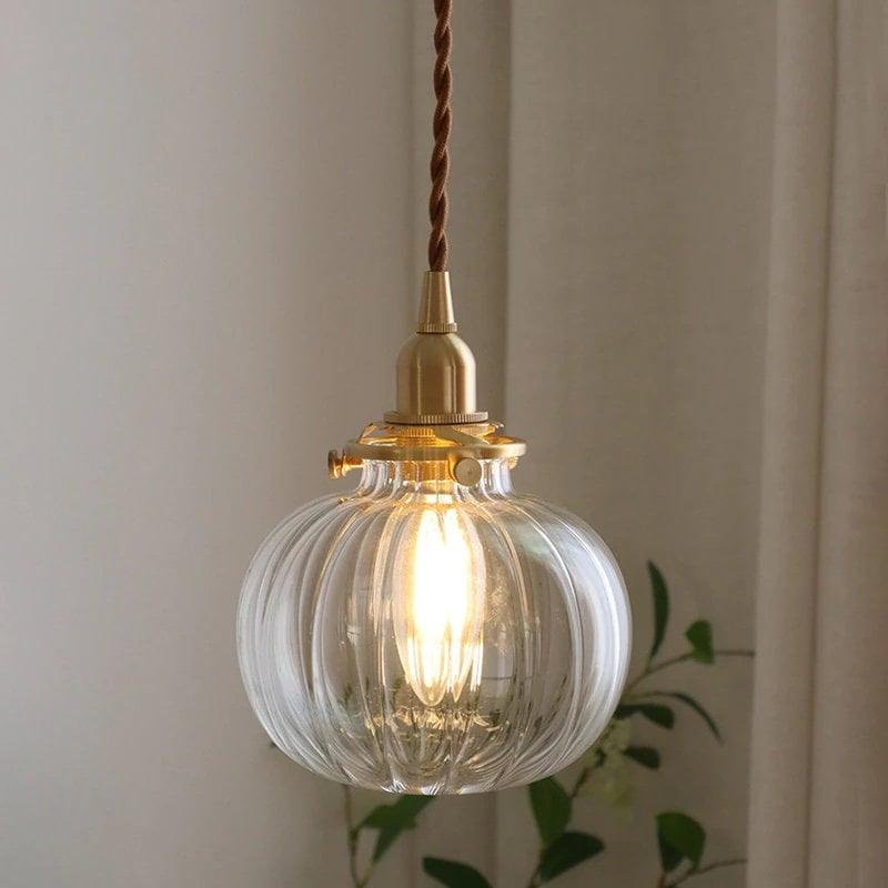 Vintage Glass Pendant Lamp with LED Light