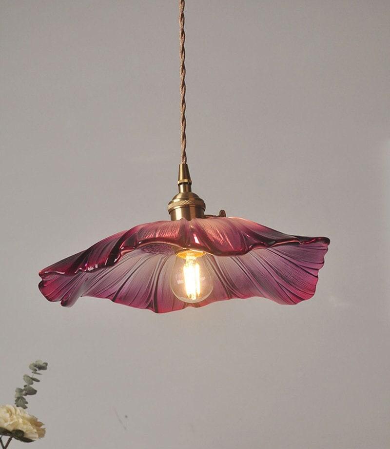 Vintage Purple Glass Pendant Ceiling Light - BritishElegance