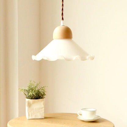 Classic White Glass Floral LED Pendant Light Fixture