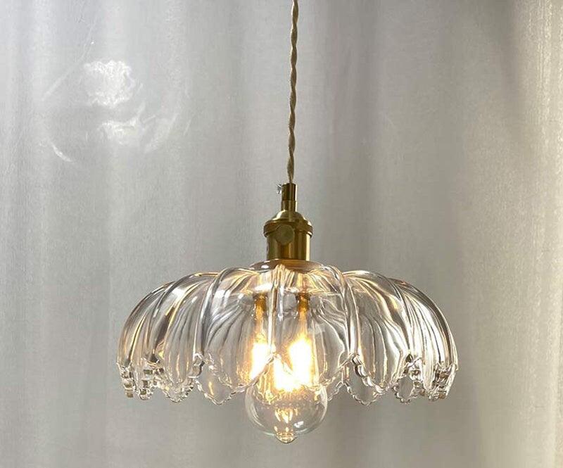Elegant Glass Pendant Lamp with Bronze Metal Shade