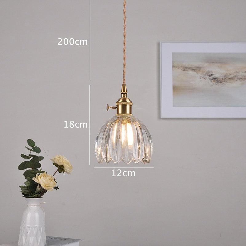 Small Glass Flower Pendant Lamp with LED Bulb